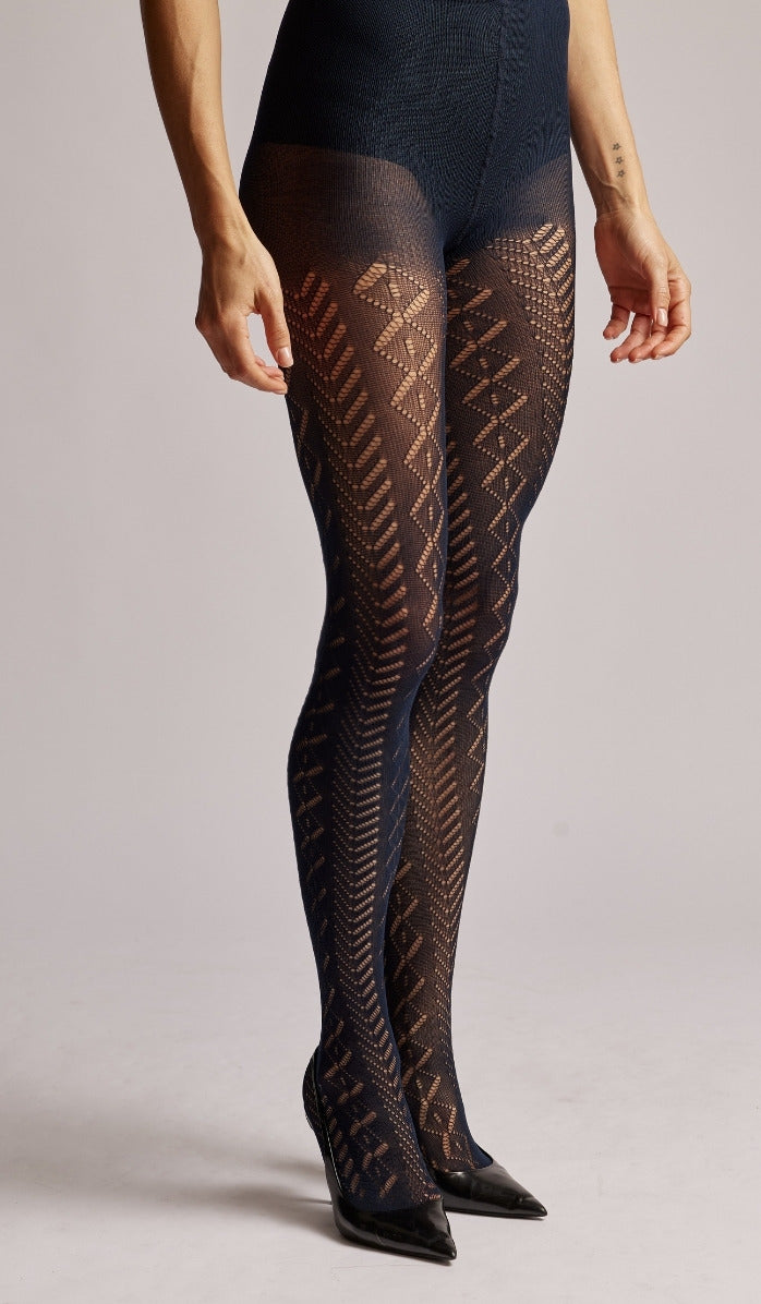 Pointelle Tights - Navy