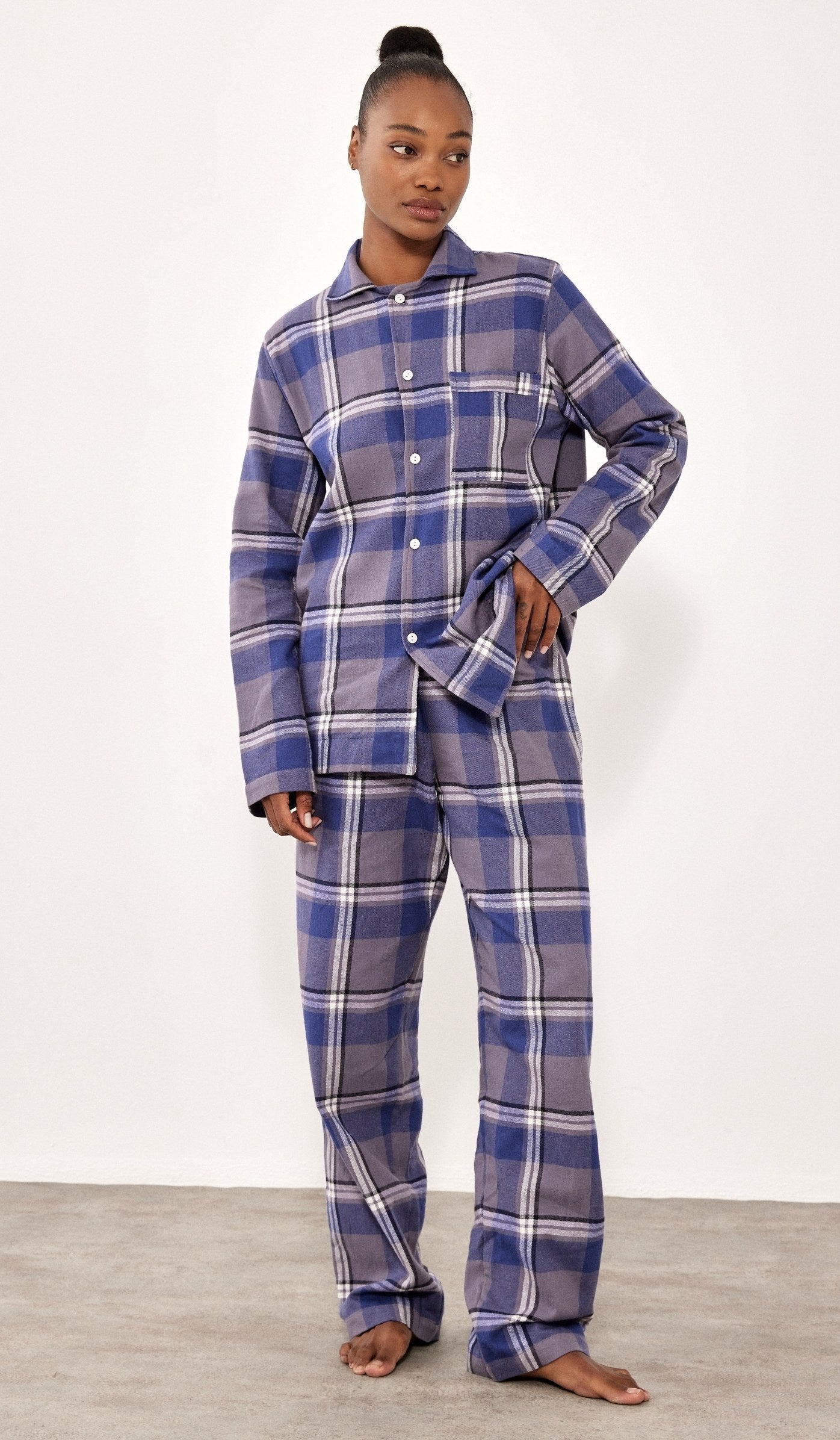 Flannel Button-Up Set - Billy Blue Plaid