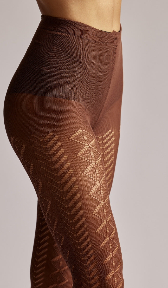 Pointelle Tights - Chocolate - Back View