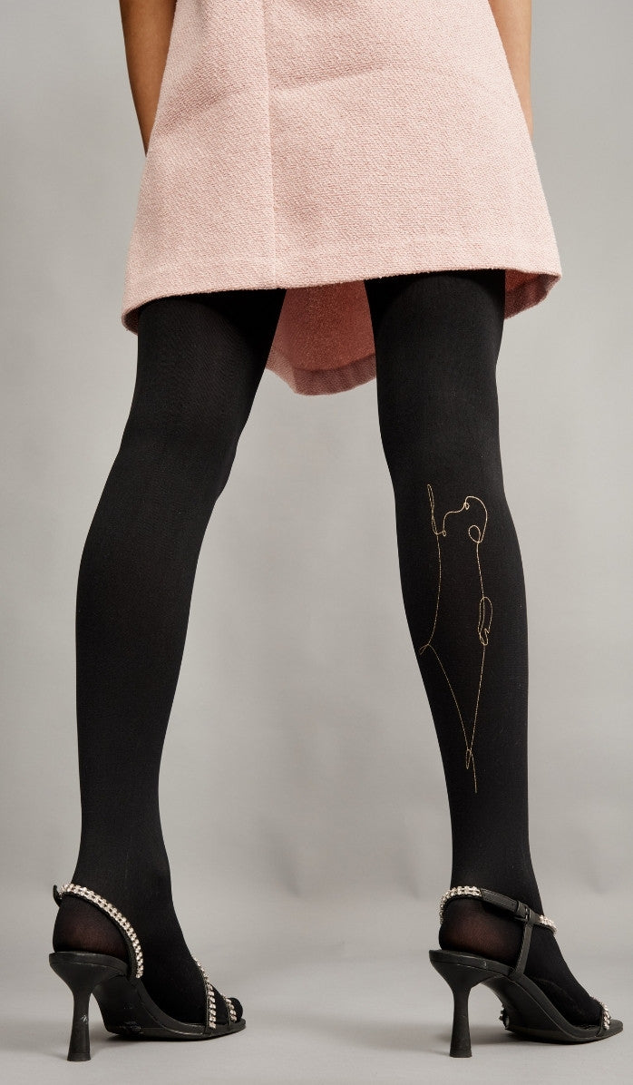 Women's Opaque Printed Tights - I Have No Other Land Black