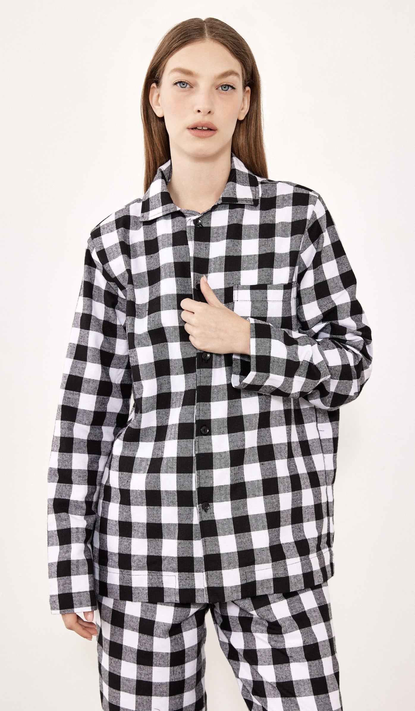Flannel Button-Up Set - Billy Black White Plaid