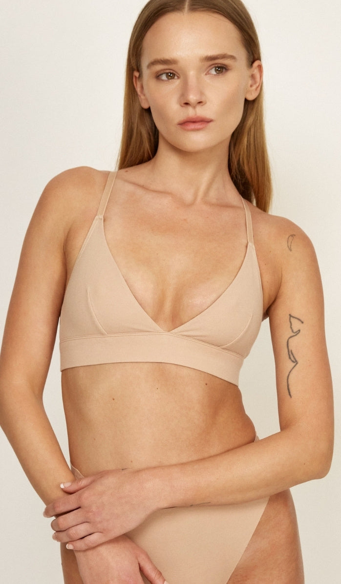 Cotton Triangle Bra - Powder (4)