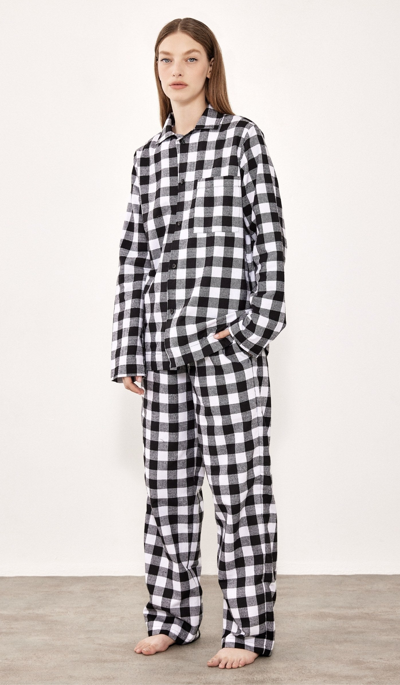 Flannel Button-Up Set - Billy Black White Plaid