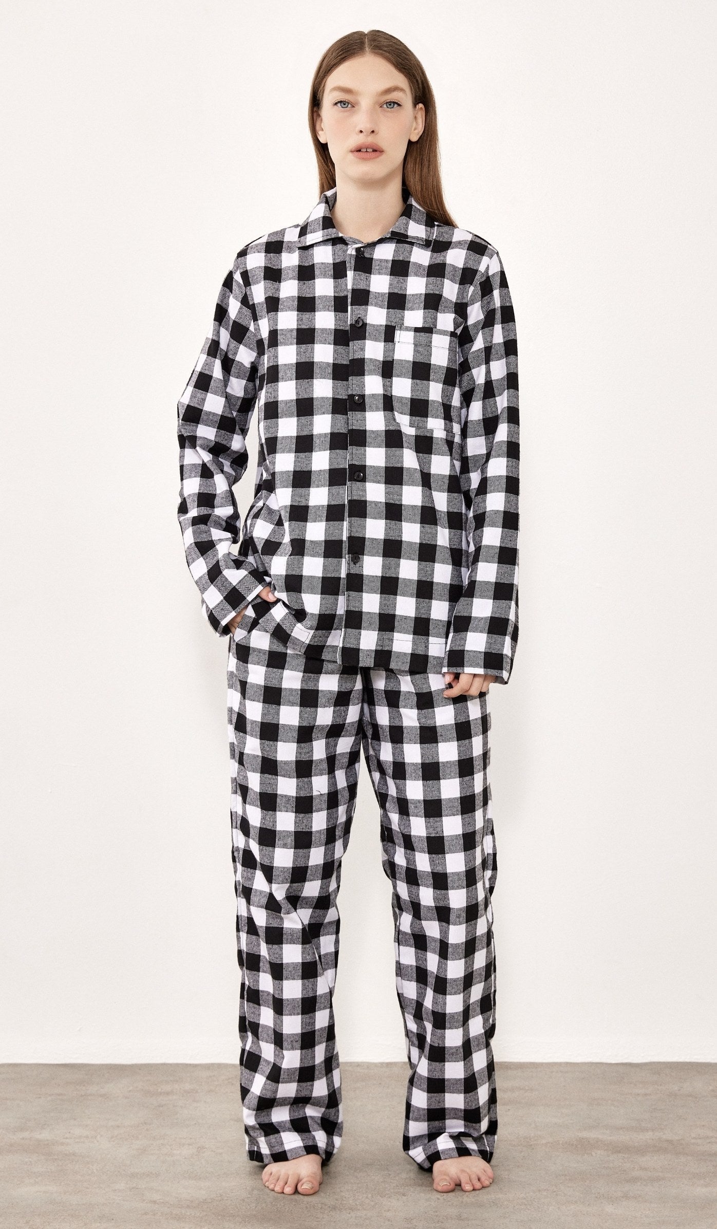 Flannel Button-Up Set - Billy Black White Plaid