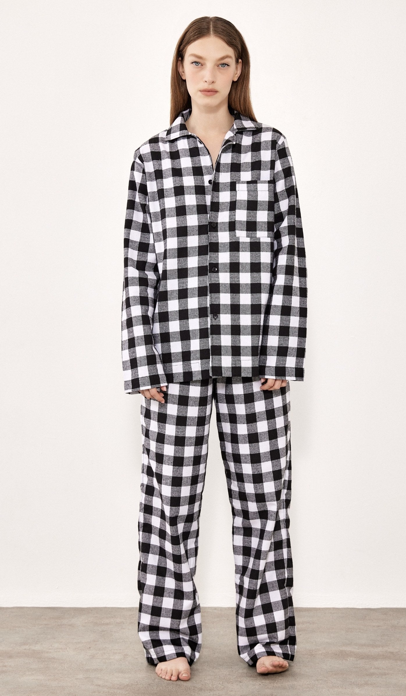 Flannel Button-Up Set - Billy Black White Plaid