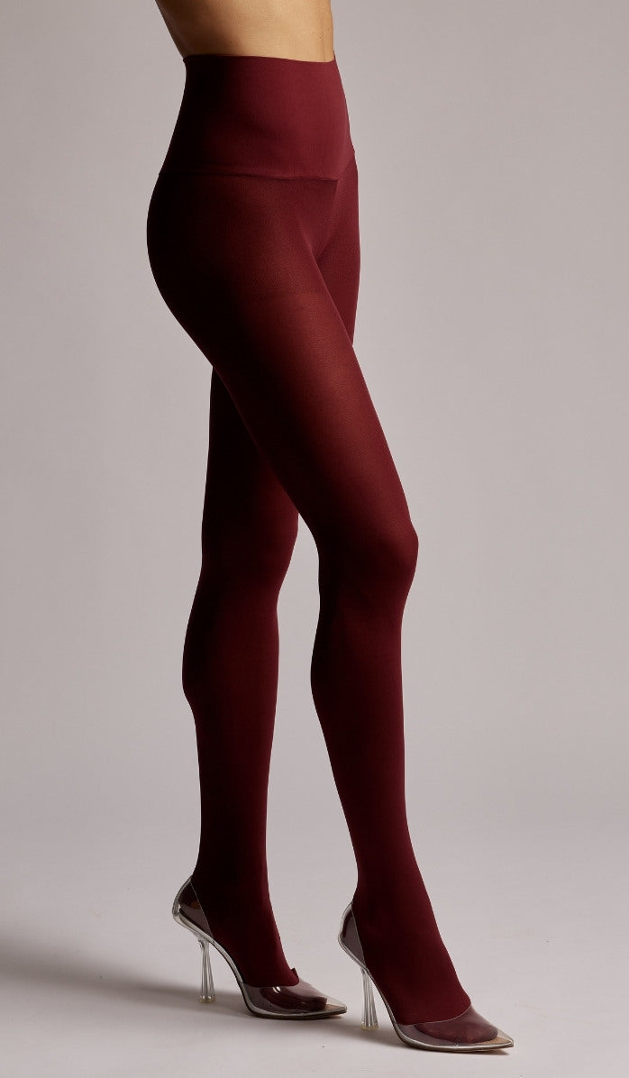 90 Denier Elastic Waist Tights - Burgundy
