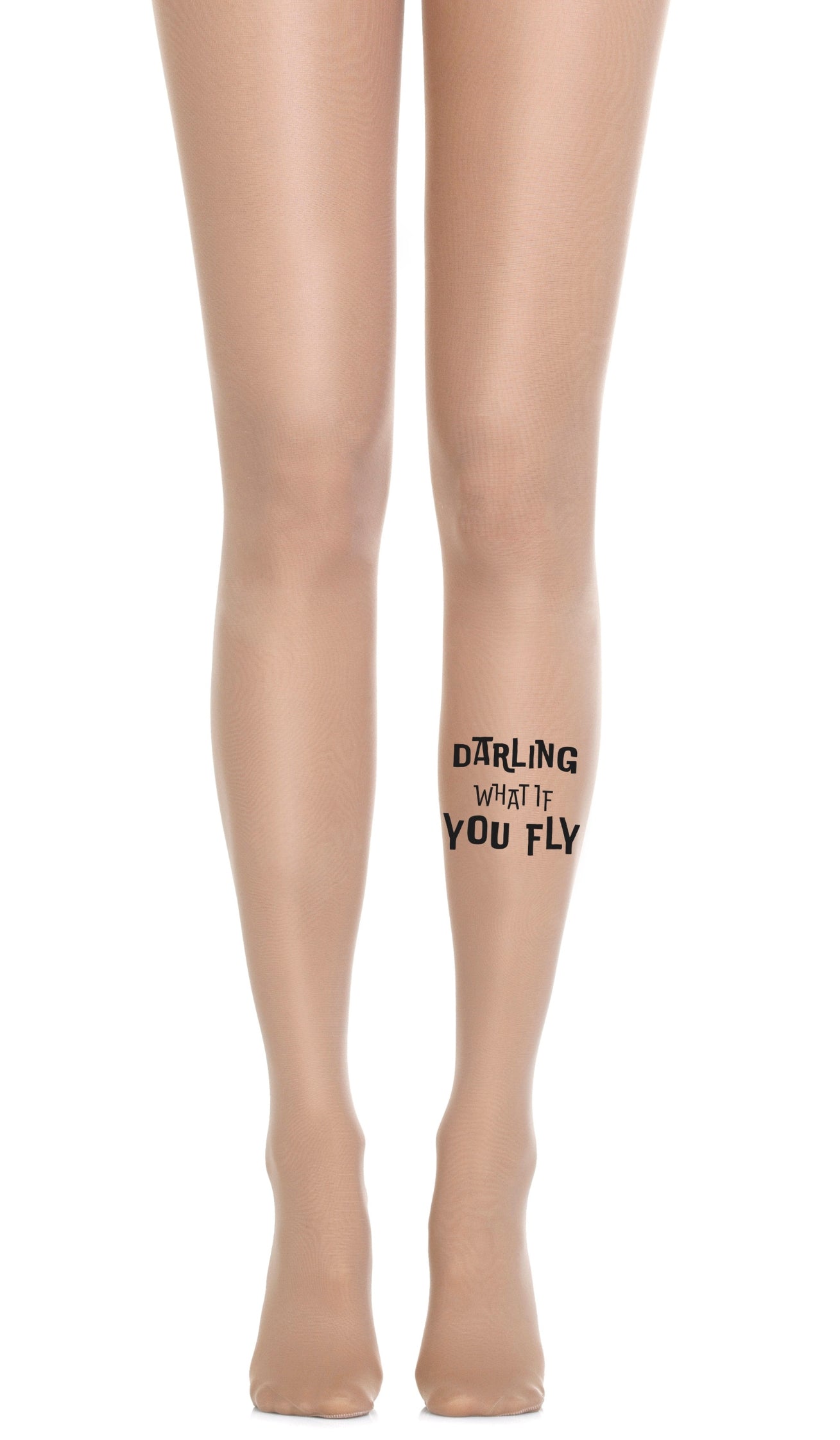 tights sheer with print text