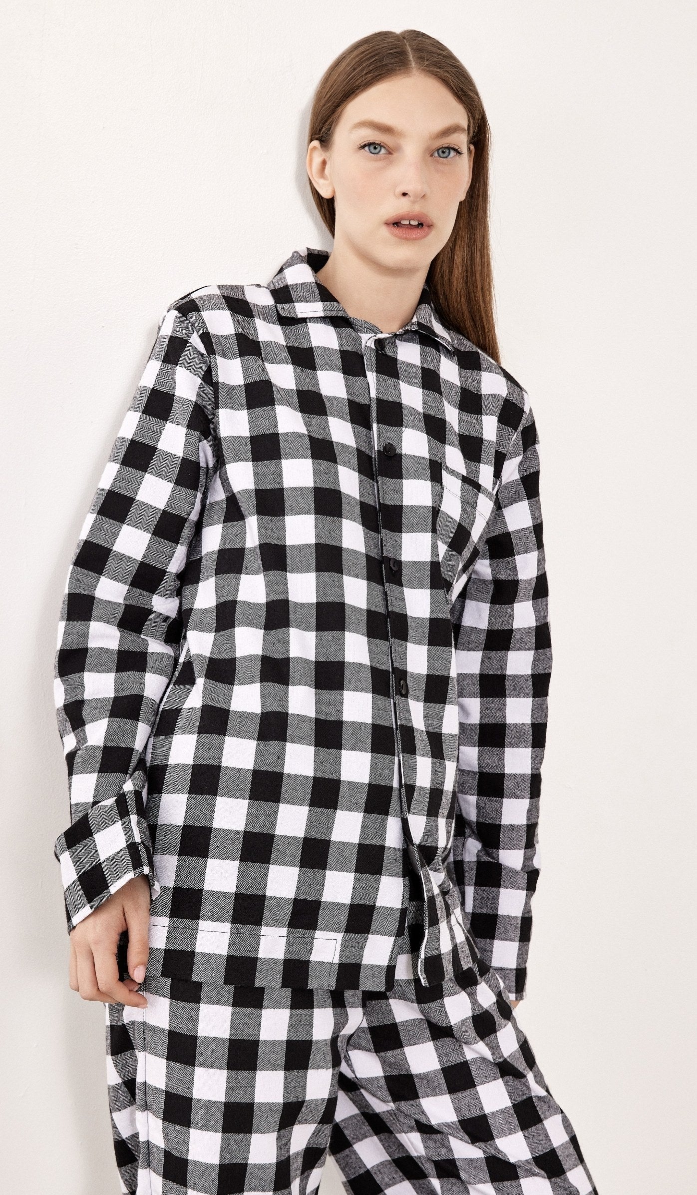Flannel Button-Up Set - Billy Black White Plaid