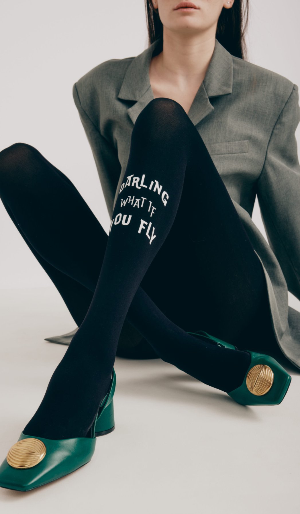 Women's Opaque Printed Tights - Oh Darling Black