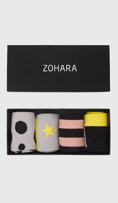 Women's Socks 4-Pack - City Pink / Yellow