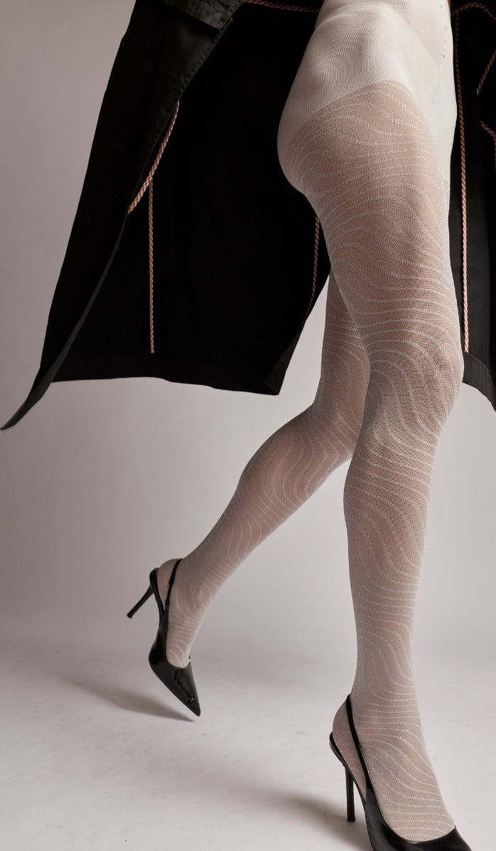 Tights - Waves - White Silver