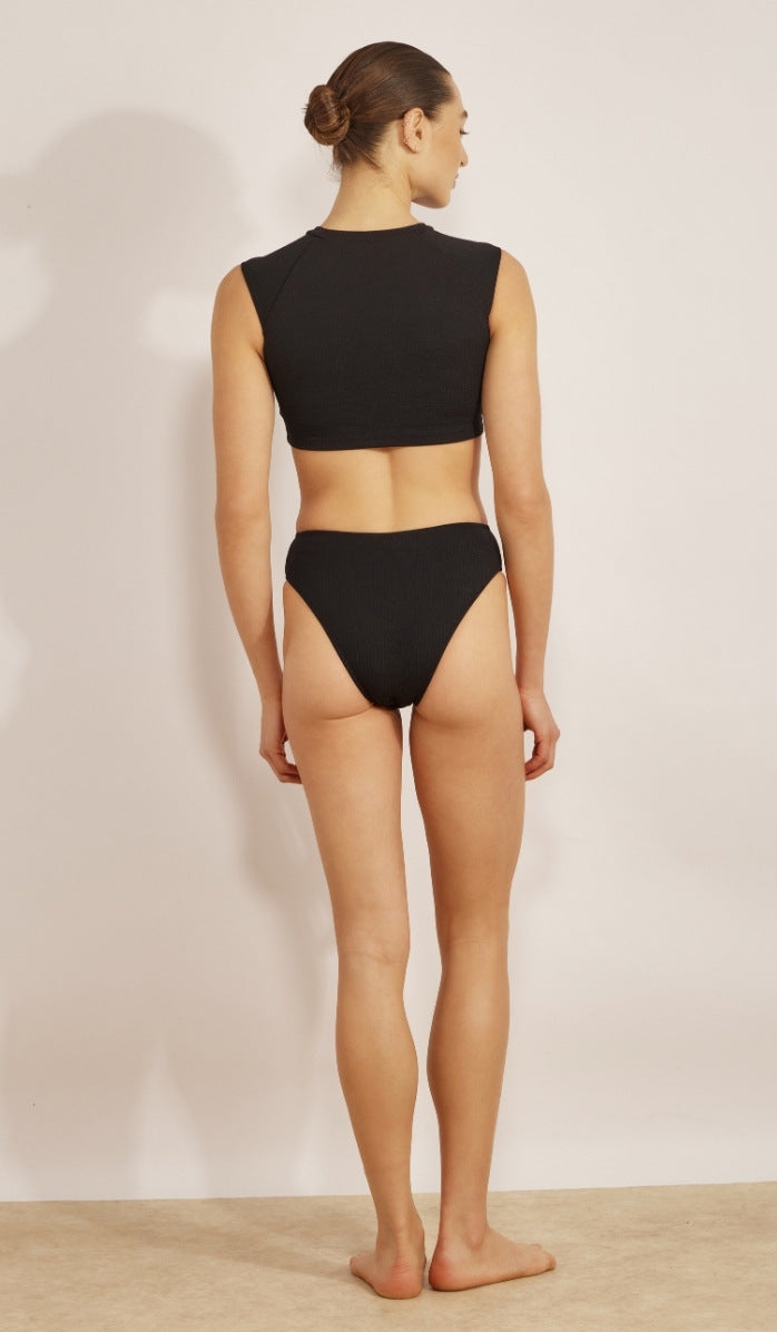 Chloe Bikini Bottom - Black Waffle