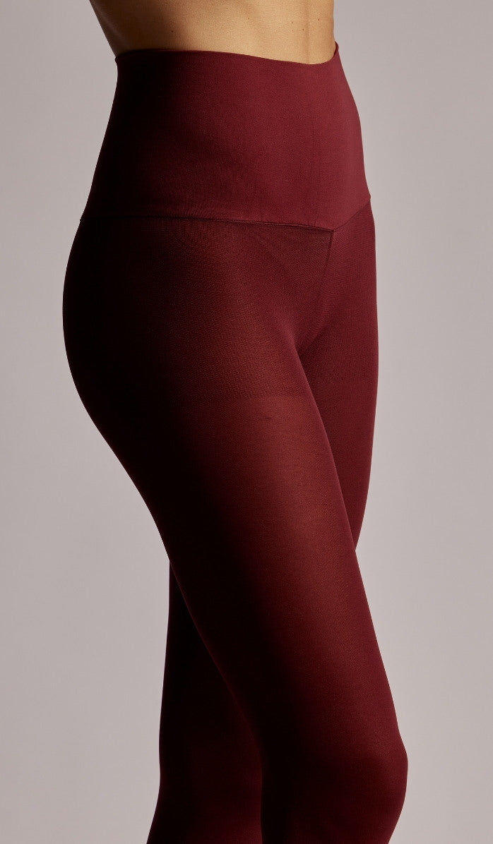 90 Denier Elastic Waist Tights - Bordeaux
