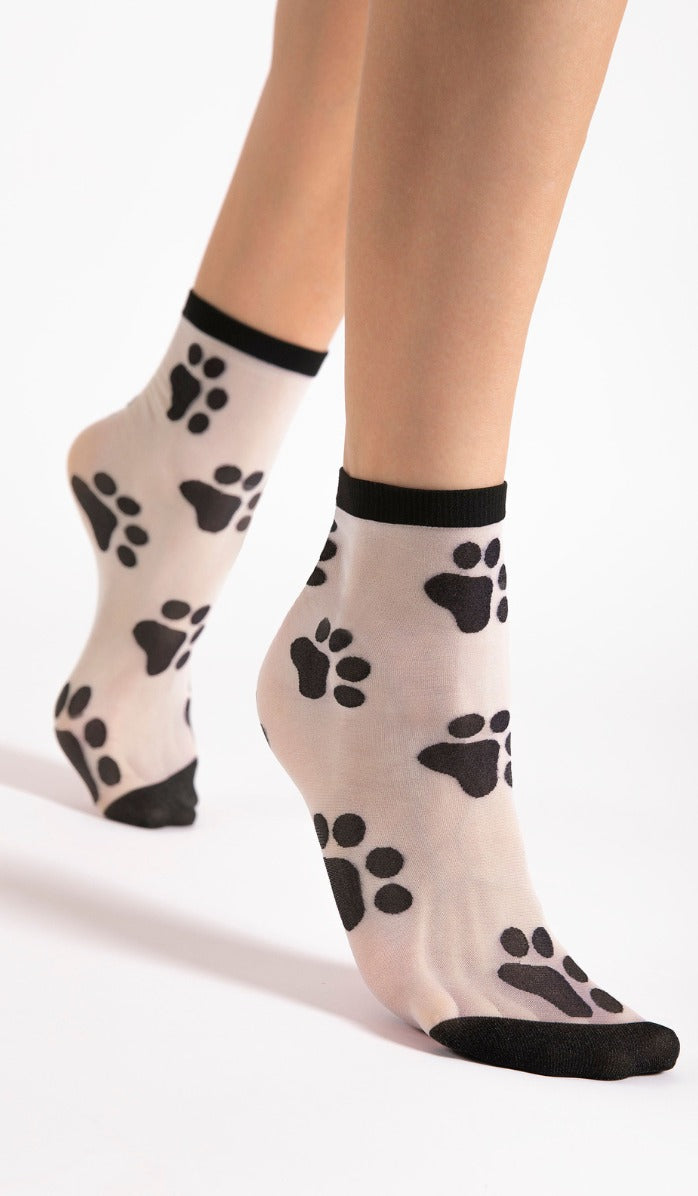 Nylon Socks - Pow Pow Black White