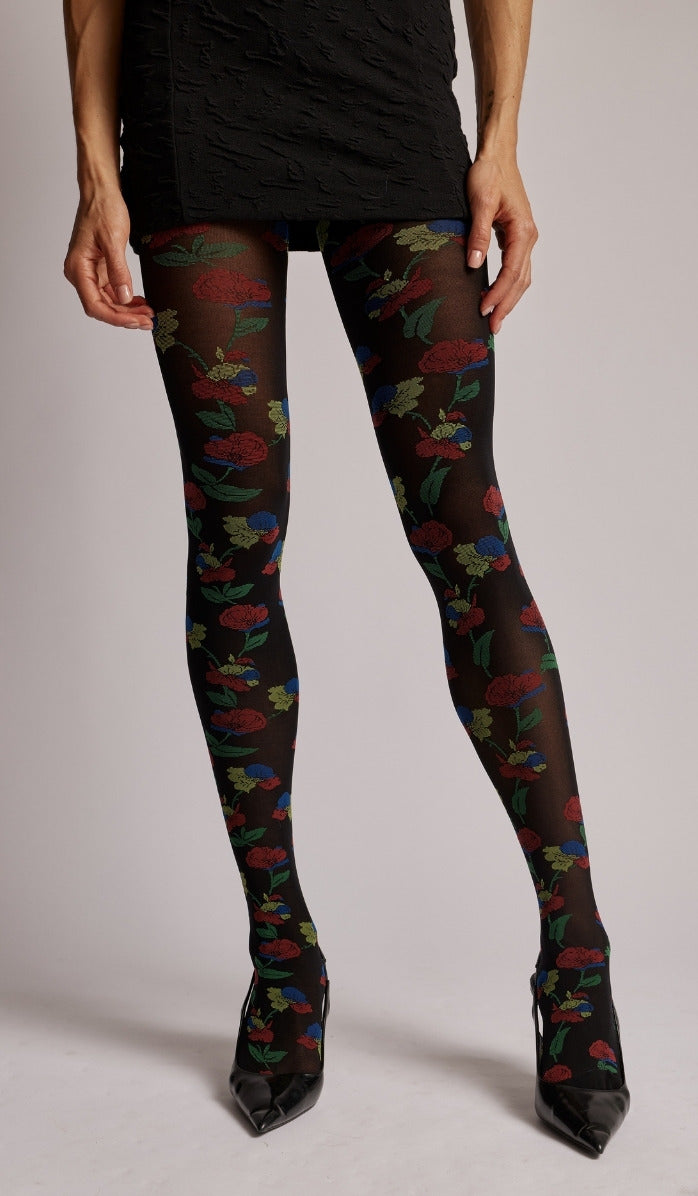 Floral Tights - Black