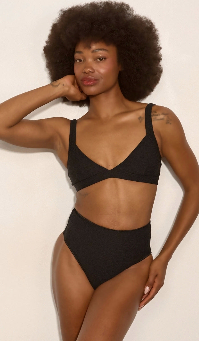 Taylor Bikini Bottom - Black Waffle