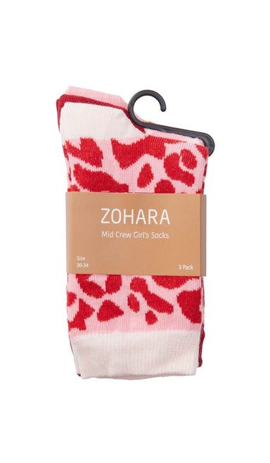 Girls' Cotton Socks - 3-Pack Leopard