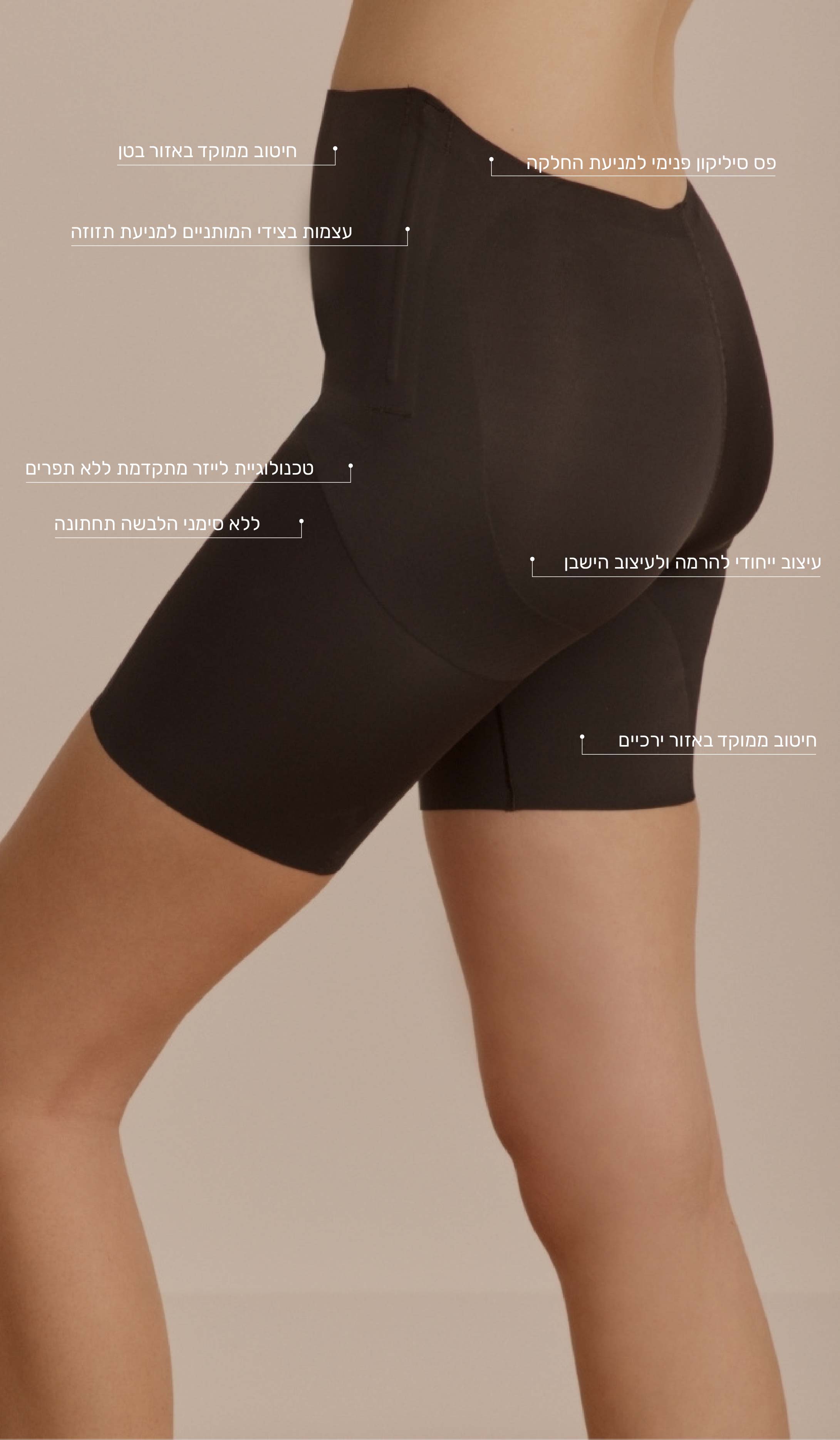 Black Shaping Shorts - LOW BACK - Side View