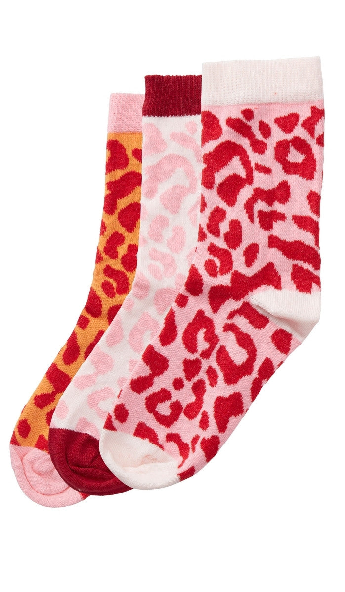 Girls' Cotton Socks - 3-Pack Leopard