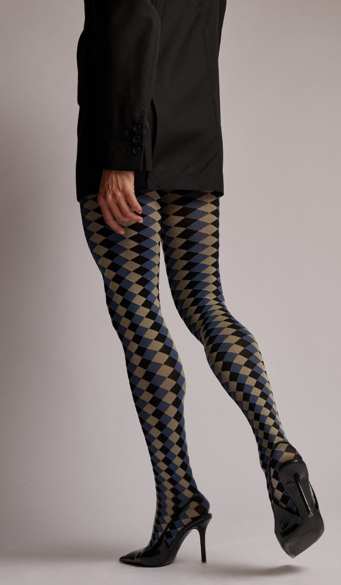 Tights - Harlequin - Black - Side View