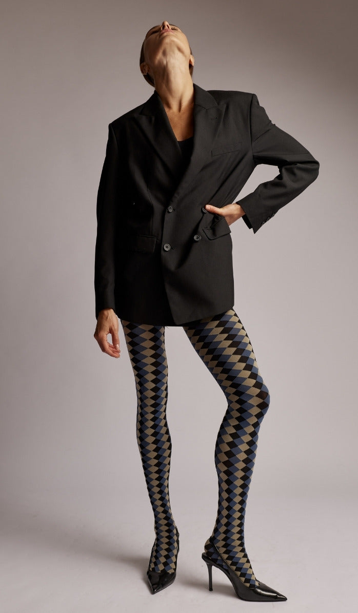 Tights - Harlequin - Black - Detail