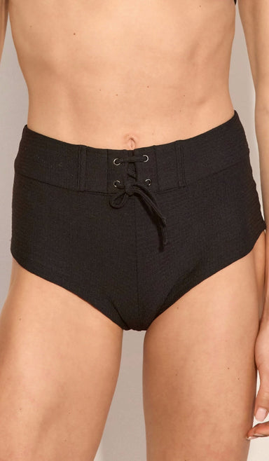 Daisy Bikini Bottom - Black Waffle