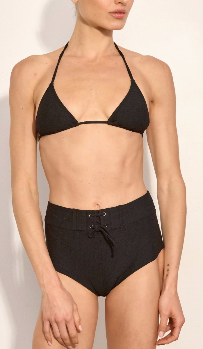 Daisy Bikini Bottom - Black Waffle