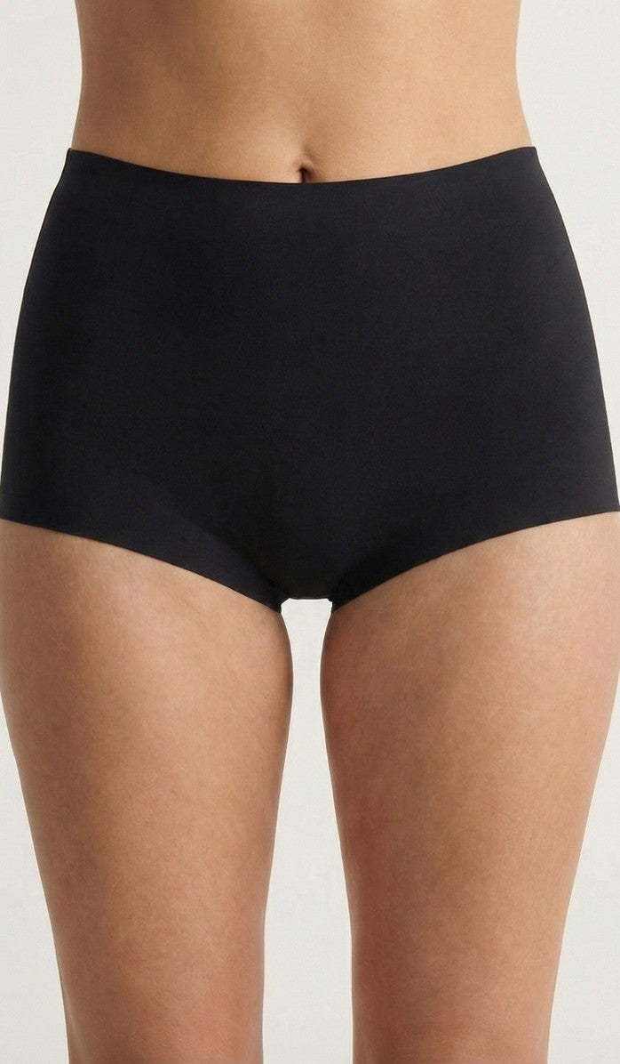 Seamless Cotton Brief - Boy Shorts Black