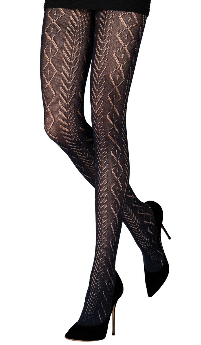 Pointelle Tights - Navy - Detail