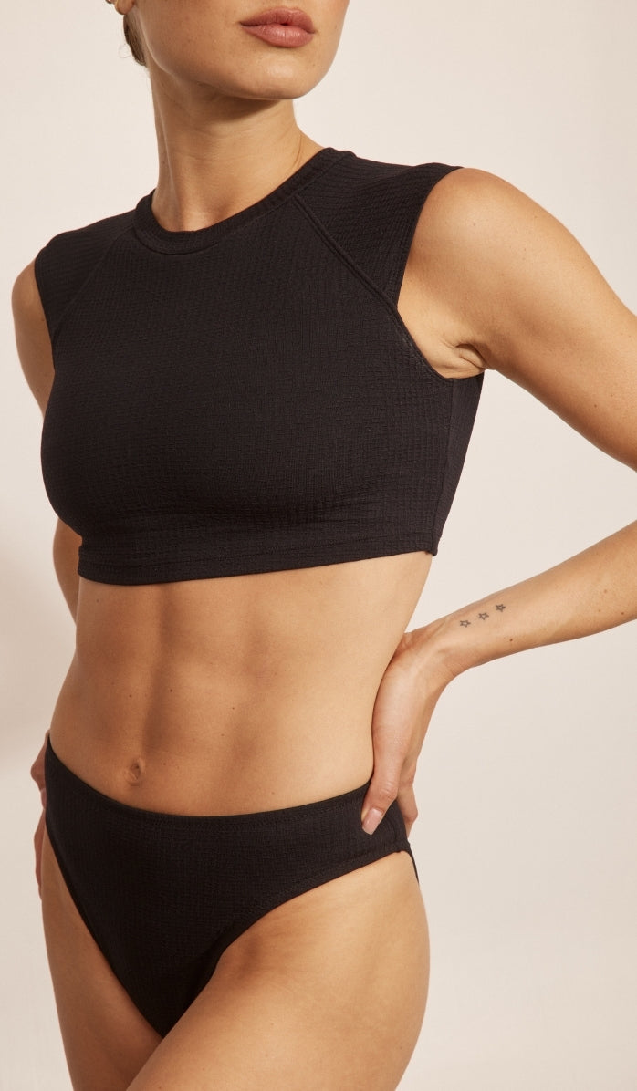 Brooke Bikini Top - Black Waffle