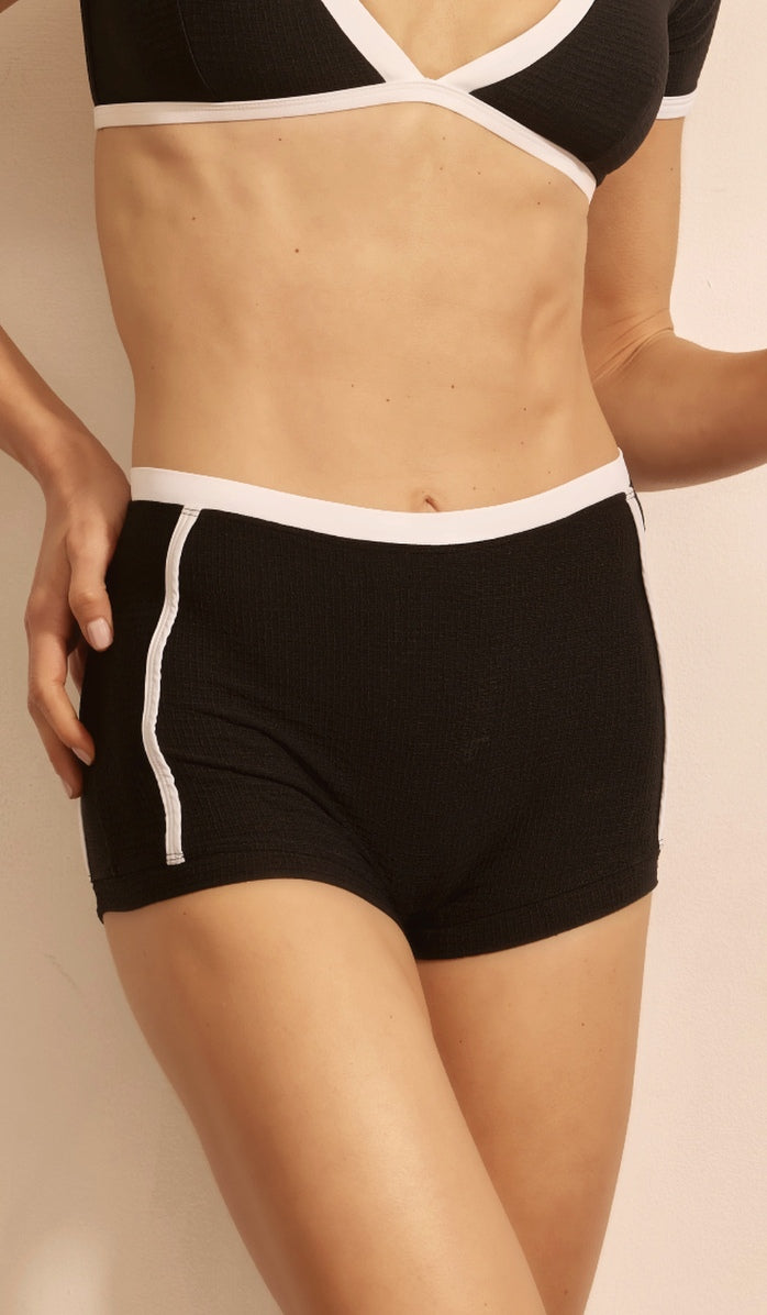 Poppy Bikini Bottom - Black Waffle