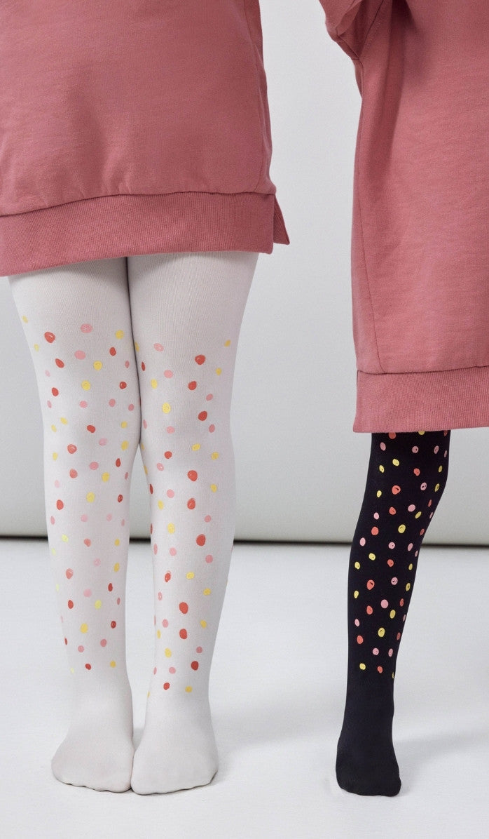 Girls' Opaque Tights - Dit & Dot Cream