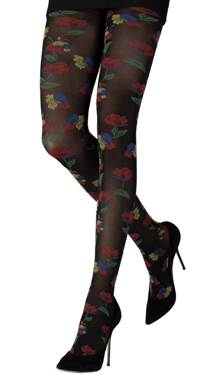Floral Tights - Black