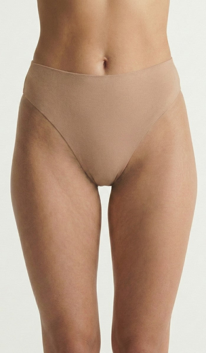 Seamless Cotton Brief - High Waist Powder