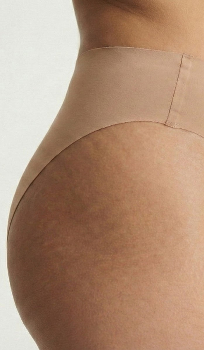 Seamless Cotton Brief - High Waist Powder