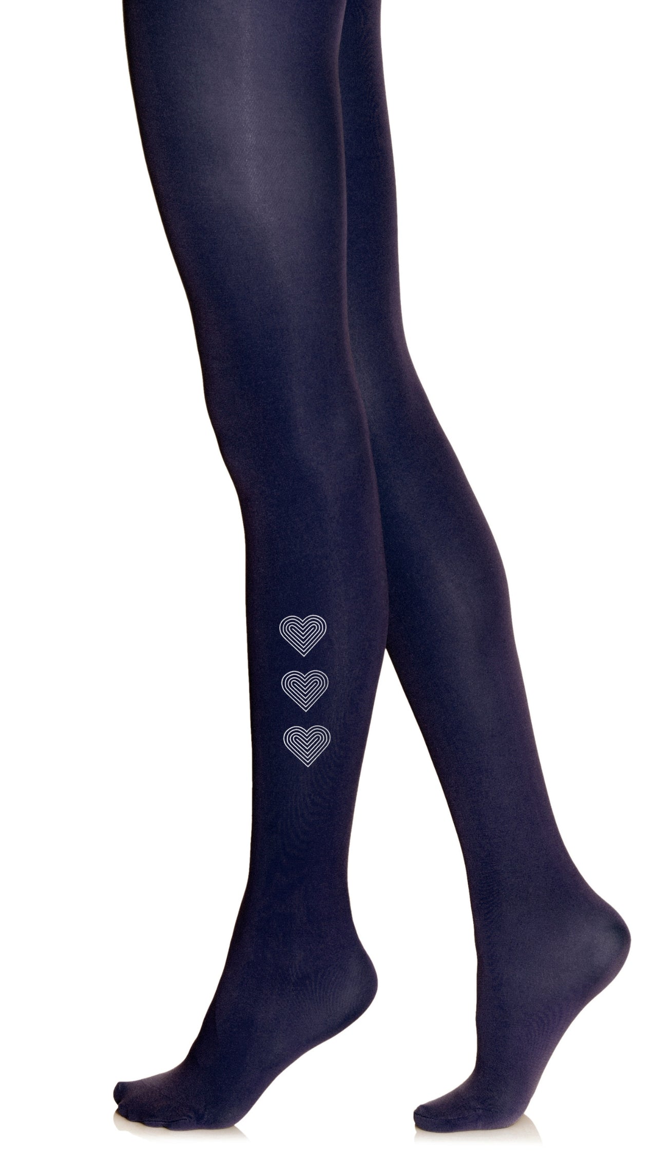 tights navy opaque with print triple heart