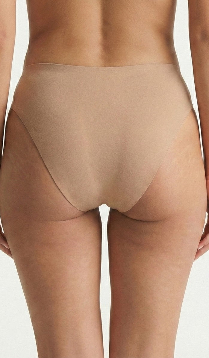 Seamless Cotton Brief - High Waist Powder