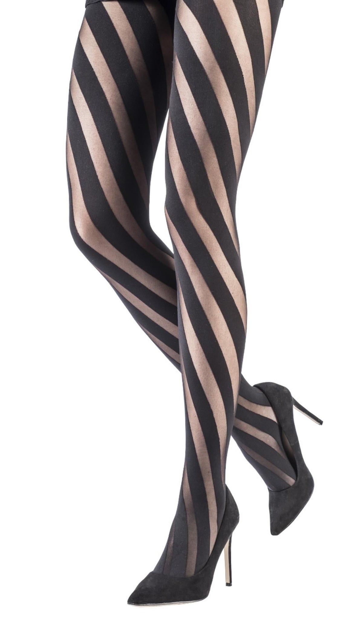 Fine Spiral Tights - Black