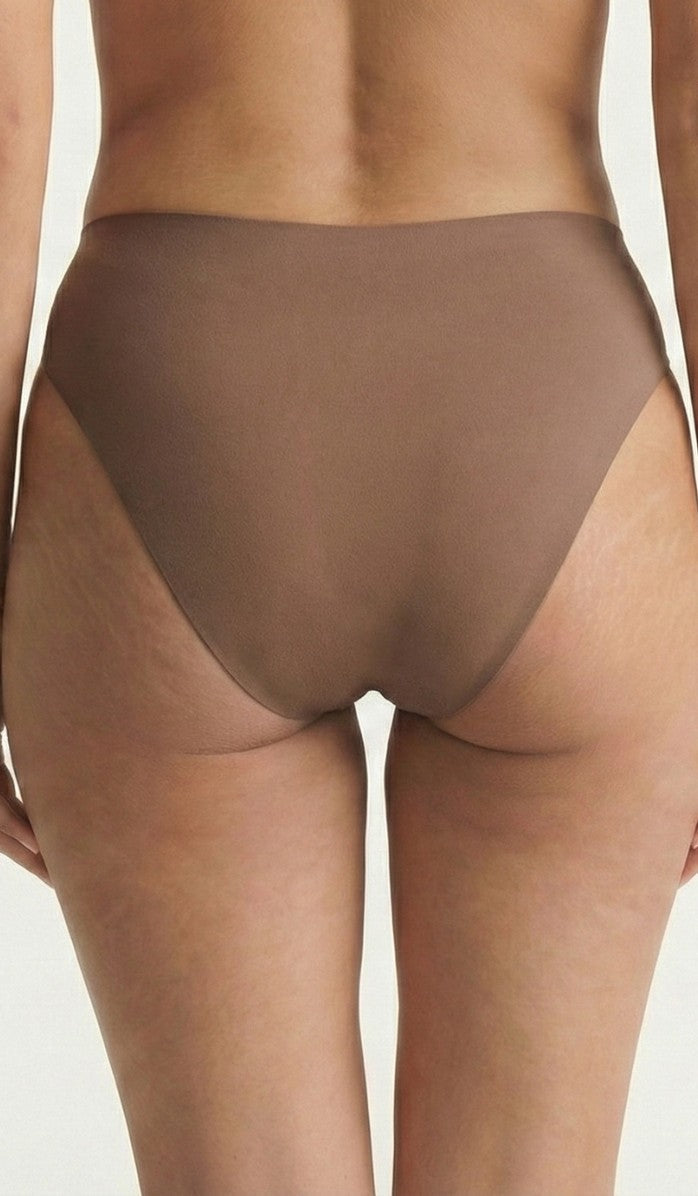 Seamless Cotton Panty - High Waist Mocha - Side View