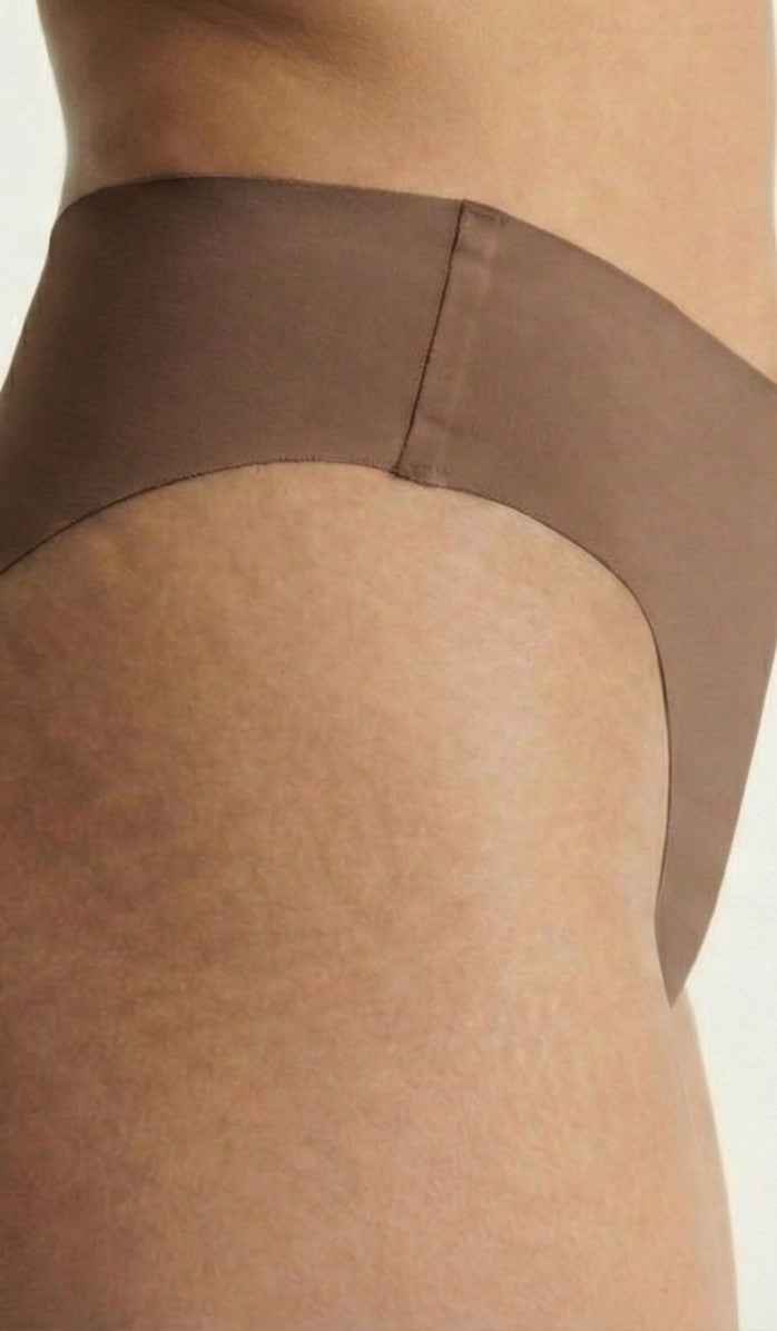 Seamless Cotton Panty - High Waist Mocha - Back View