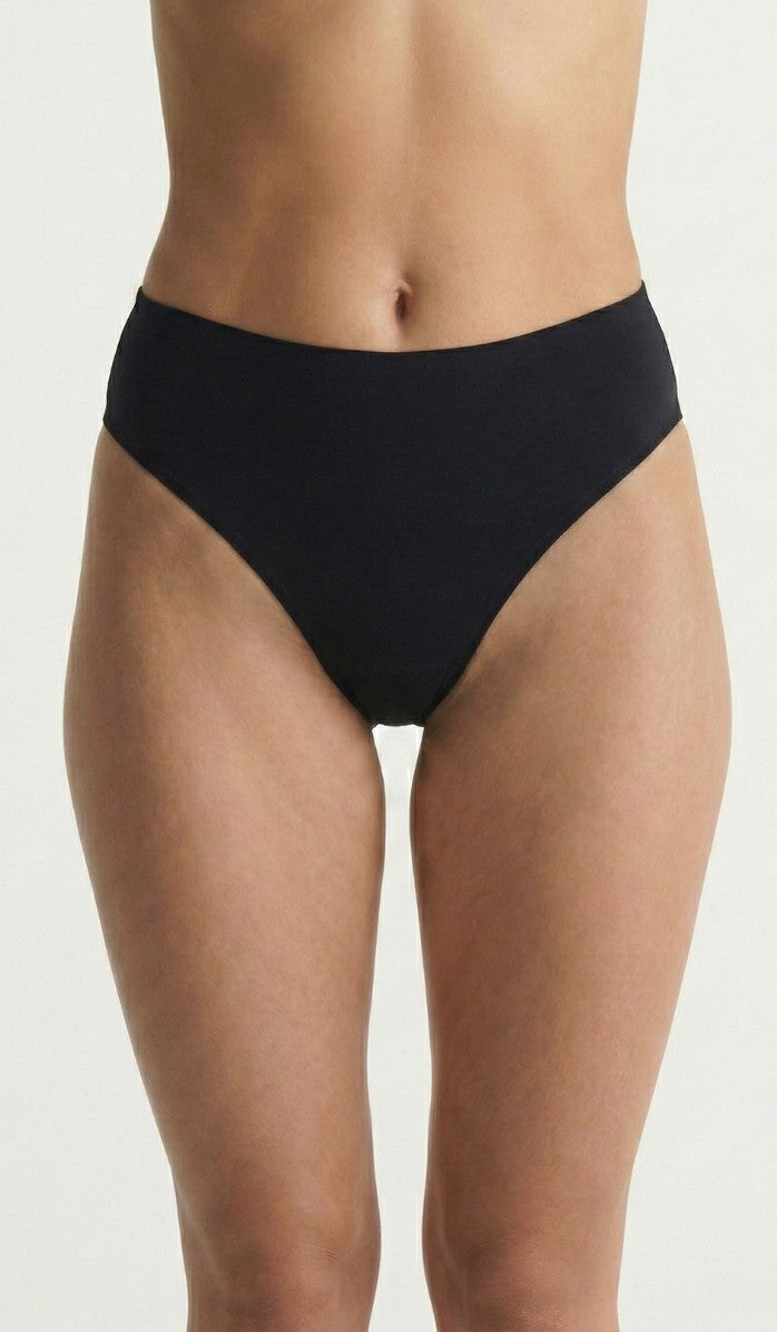 Seamless Cotton Panty - High Waist Black