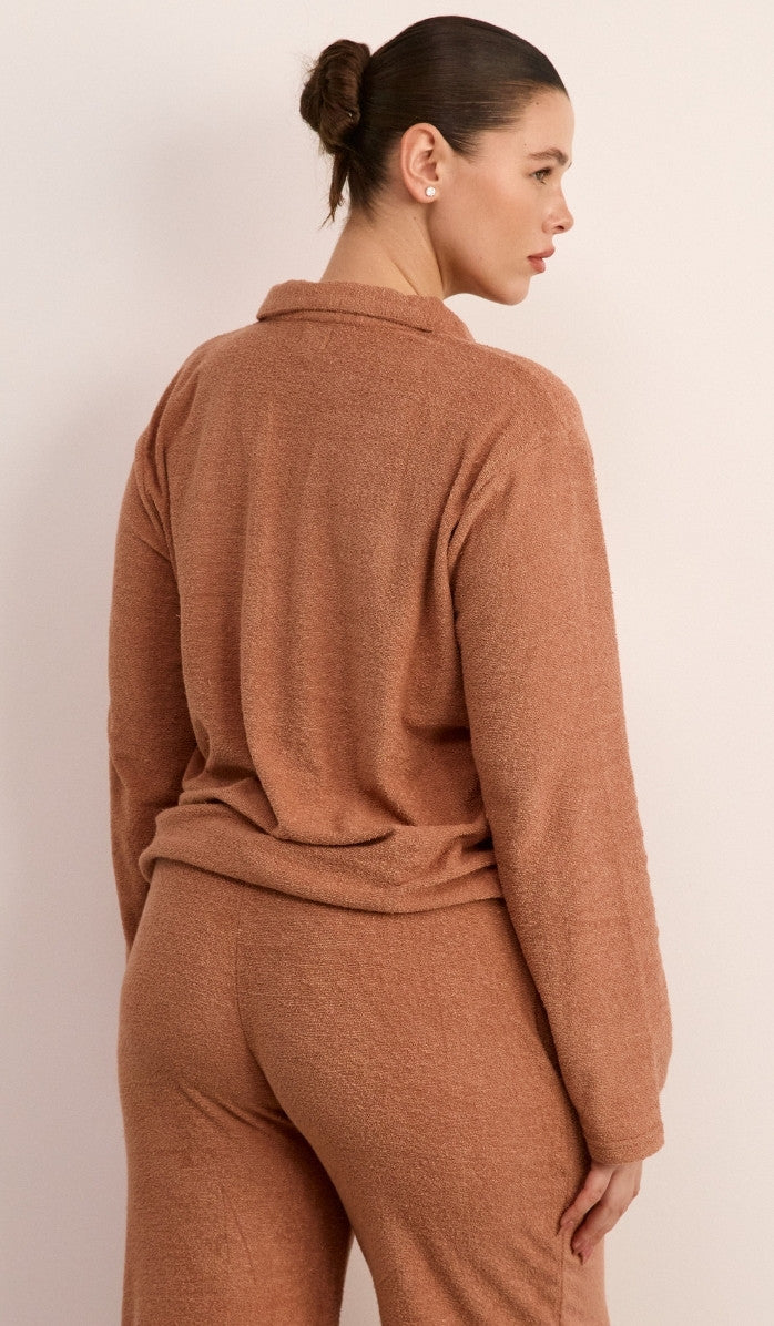 Bouclé Polo Set - Antique Pink