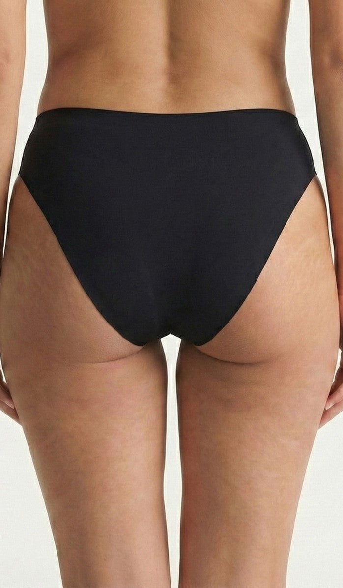 Seamless Cotton Panty - High Waist Black - Side View