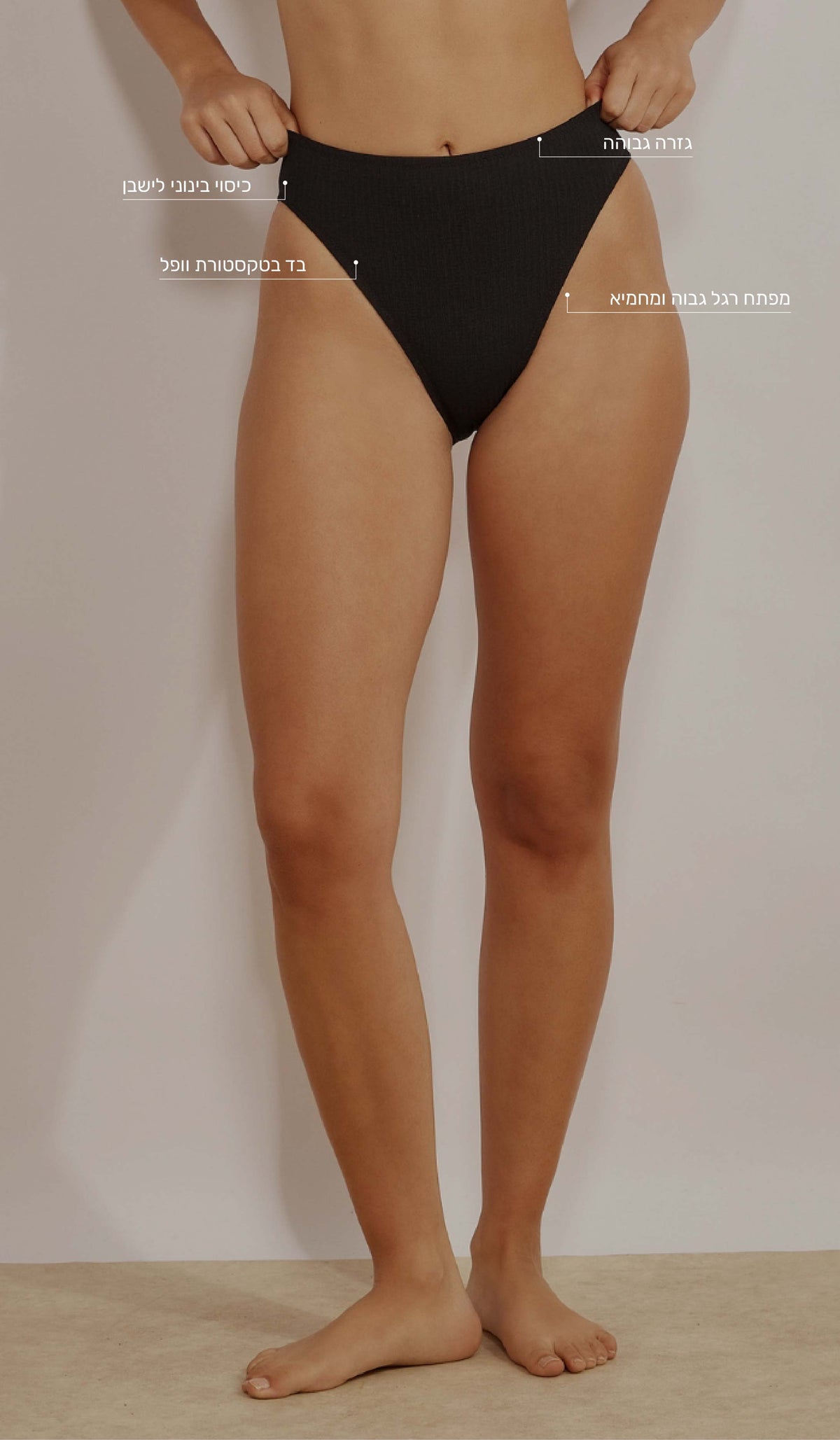 Luna Bikini Bottom - Black Waffle