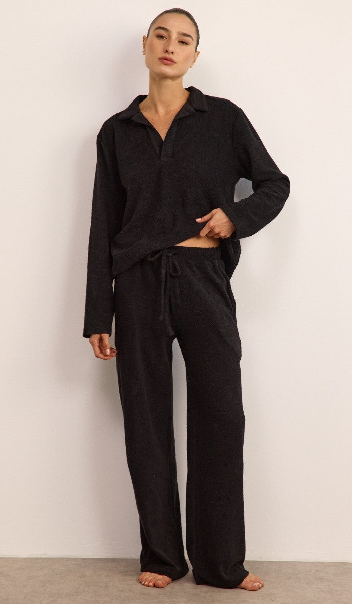 Bouclé Polo Set - Black