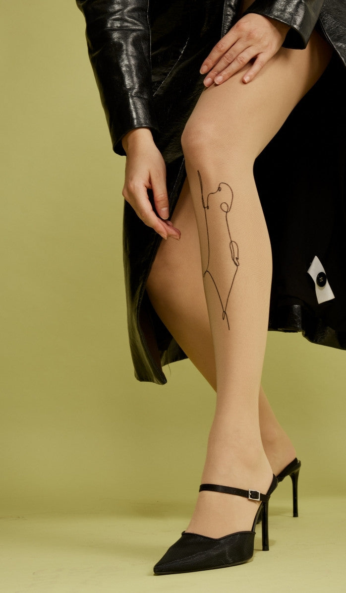 Women's Sheer Printed Tights - I Have No Other Land - Side View