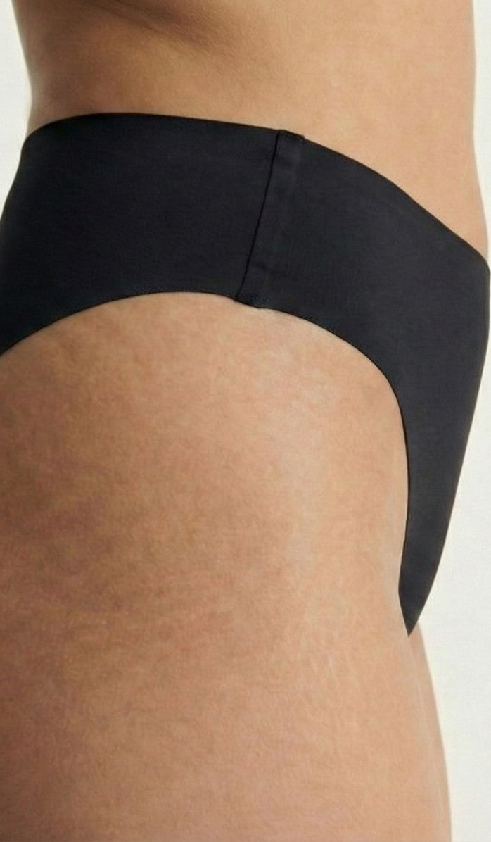 Seamless Cotton Panty - High Waist Black - Back View