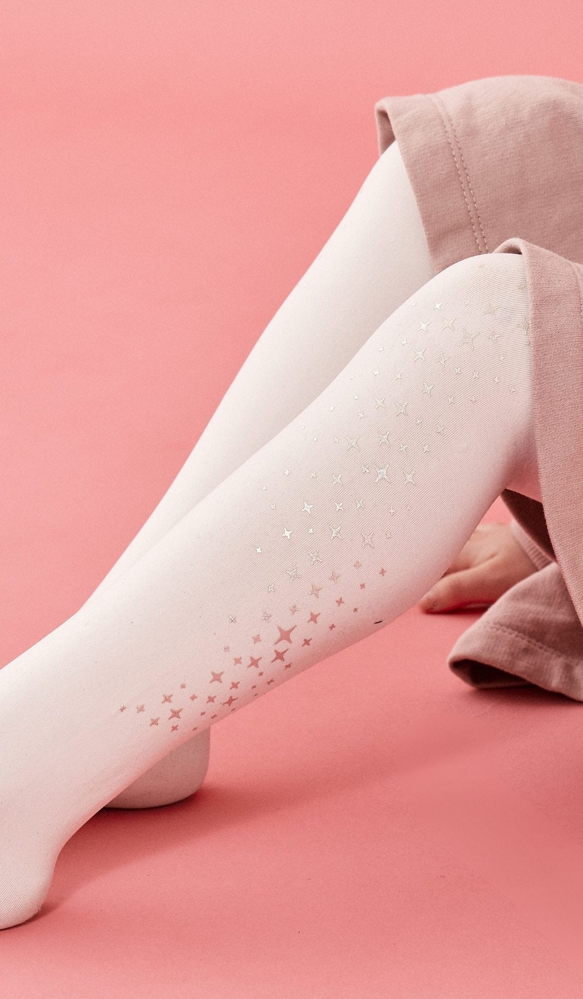 Girls' Opaque Tights - Glitter Cream