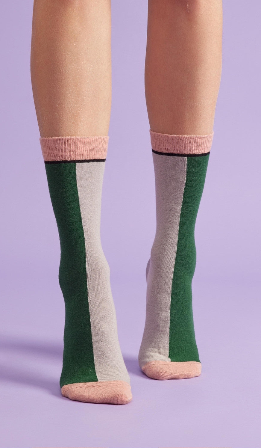 Cotton Socks - Color Block Green
