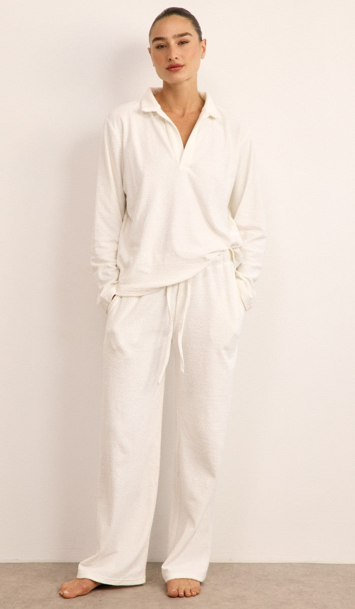 Bouclé Polo Set - White